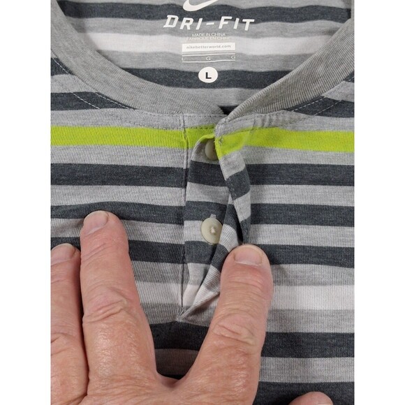 Nike Henley | striped T-shirt | Short sleeves | multicolored | Dri-Fit | Large - Picture 7 of 8